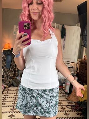 White Halter Athletic Tank Top - Women